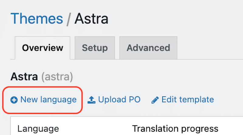 Add new language button