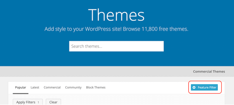 The Feature Filter from WordPress.org