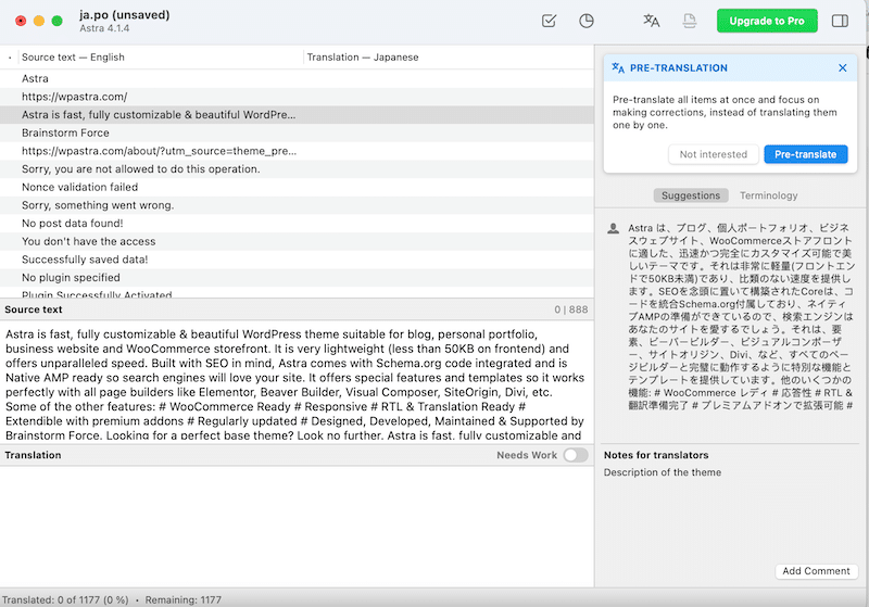 Translating my theme to Japanese with Poedit