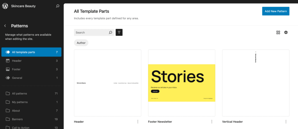 Adding a template part via the site editor to translate with polylang