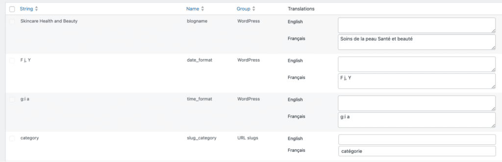 Polylang new beta presents machine translation for translation table