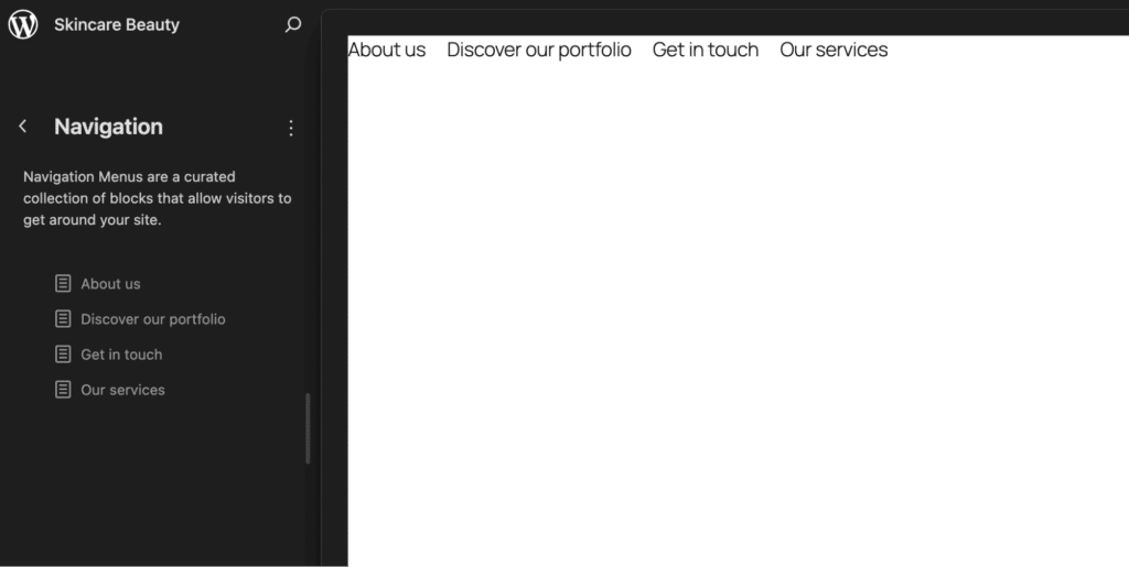 Open the navigation via the site editor to translate with polylang