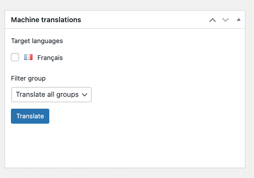 Polylang new beta presents machine translation for translation table