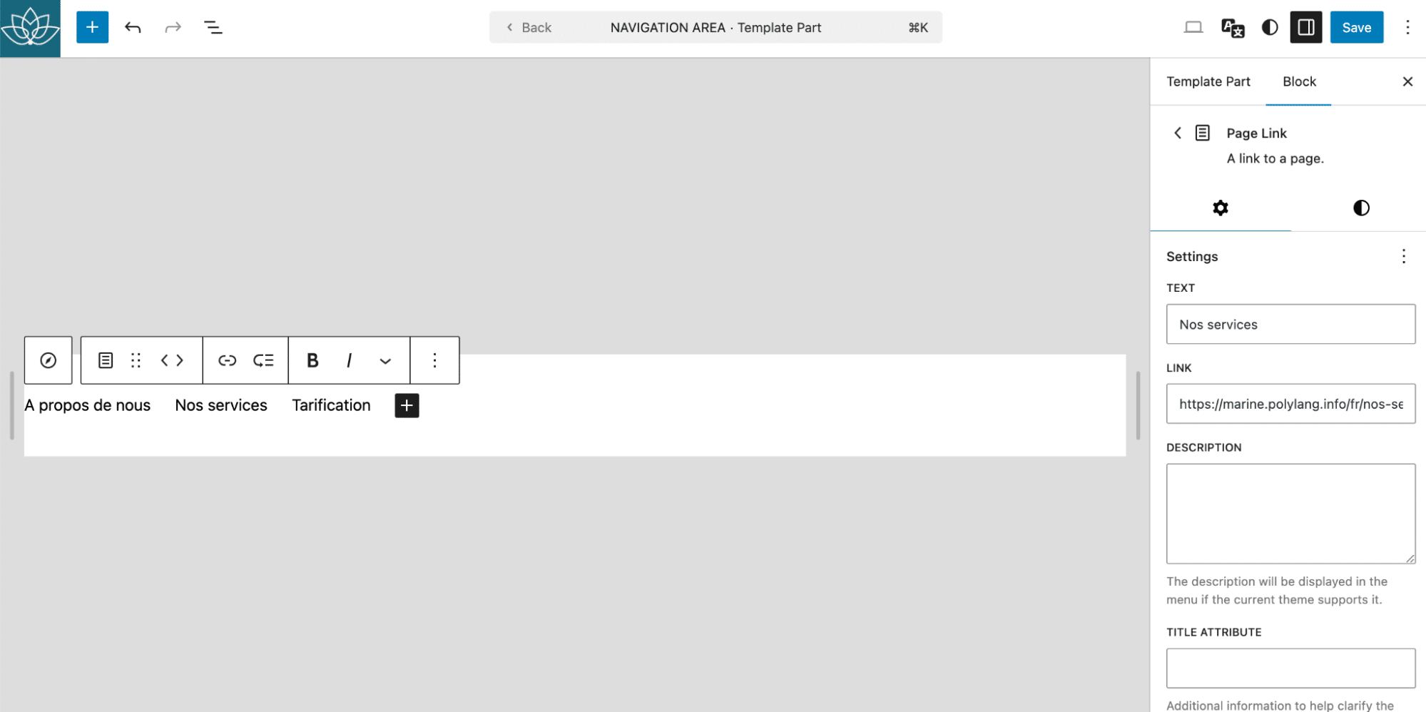 Navigation translation to the secondary language