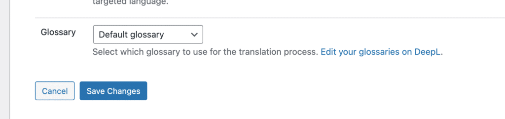 the glossary section integrated to polylang pro
