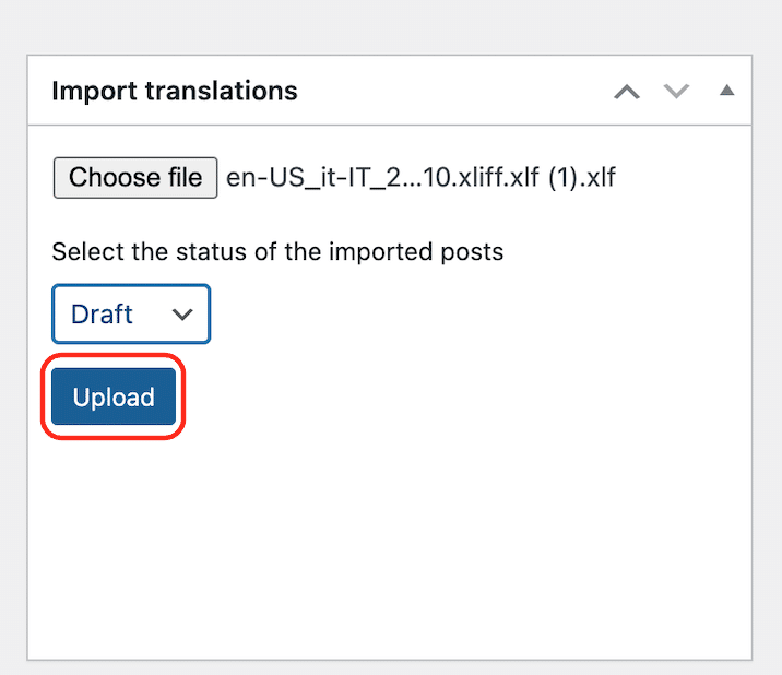 New XLIFF file uploadÂ