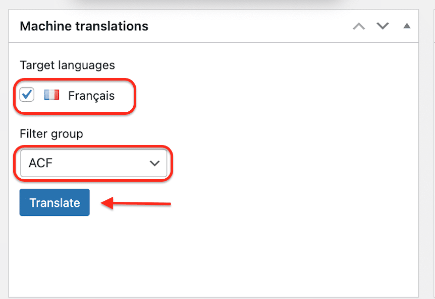 translate ACF pro using deepl