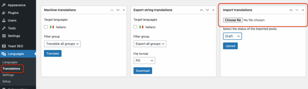 New XLIFF file import with Polylang Pro