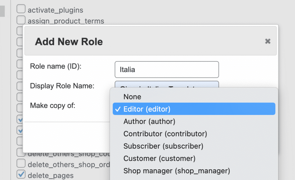 create a new role which is copy of editor