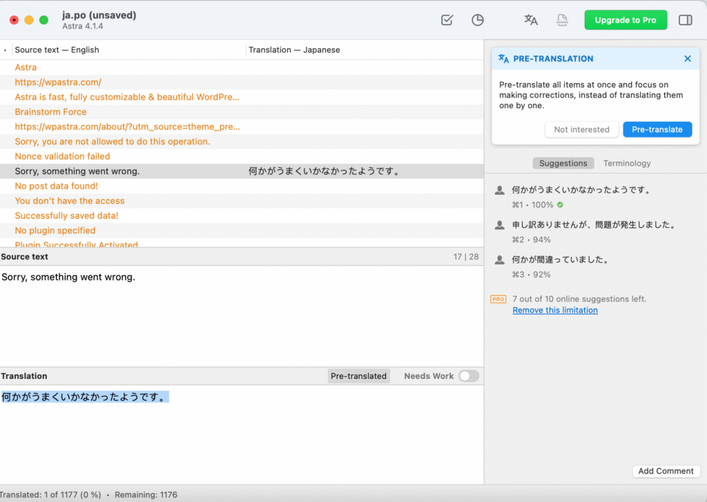 Translating using Poedit