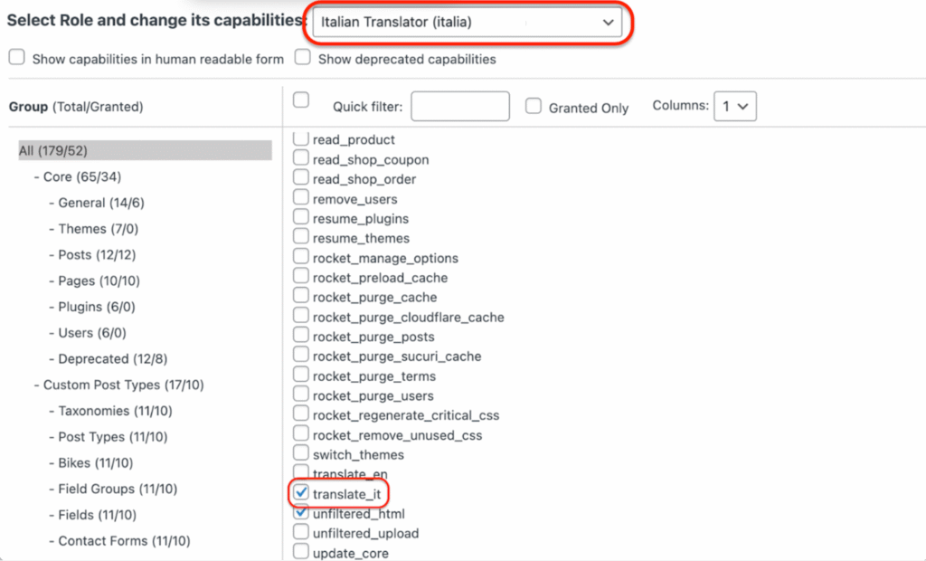 assign a language capability to a role