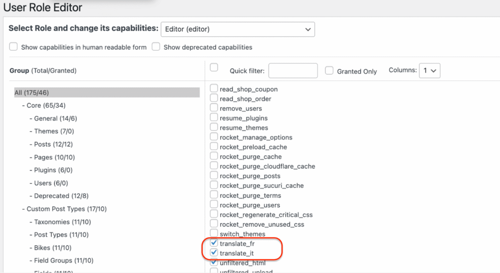assign several capability to a role