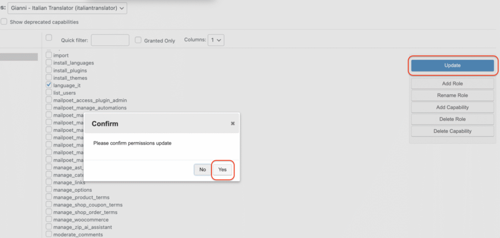 confirm and press the yes button
