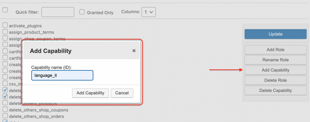 create italian language capability