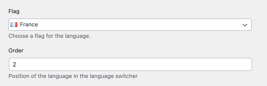 Putting French in second position on the language switcher