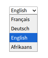 Language Switcher block set to Select layout in the widgets editor