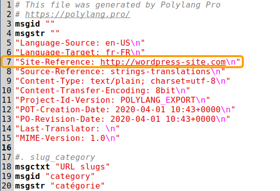 PO file with site reference